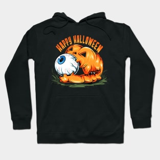 halloween pumpkin with cute eyeball its mouth artwork Hoodie